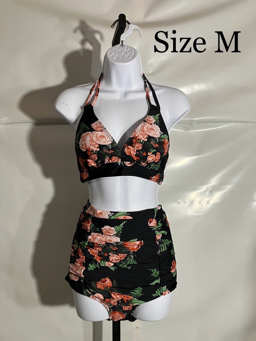 Women's Halter Double Strap High Waist Bikini Swimsuit Size Medium